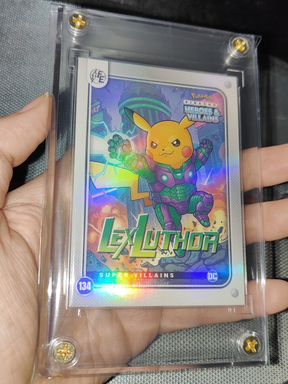 Lex Luthor Pikachu DC Comics  holo encased Heroes & Villians card Unofficial